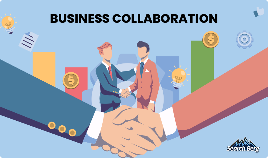 A graphic depicting collaboration between businesses.