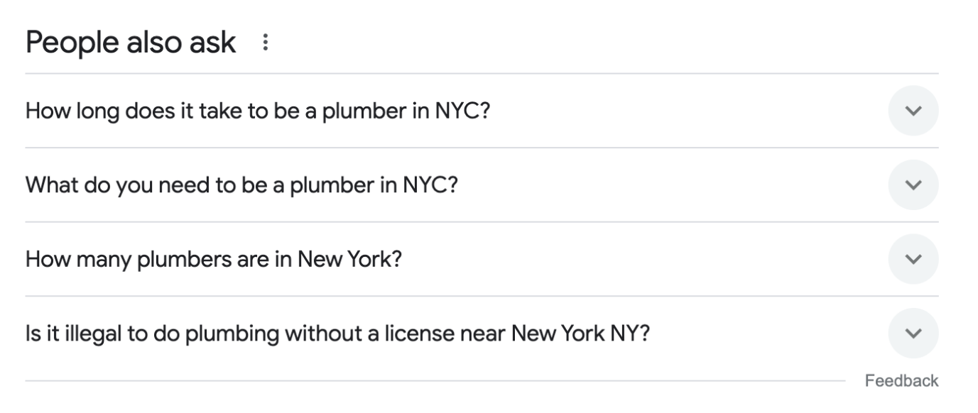 NYC-related plumbing questions on Google