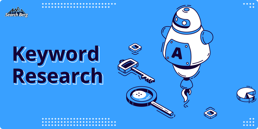 Concept illustration of AI-powered keyword research.