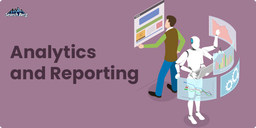 A concept illustration of AI-powered analytics and reporting, with data graphs and insights.