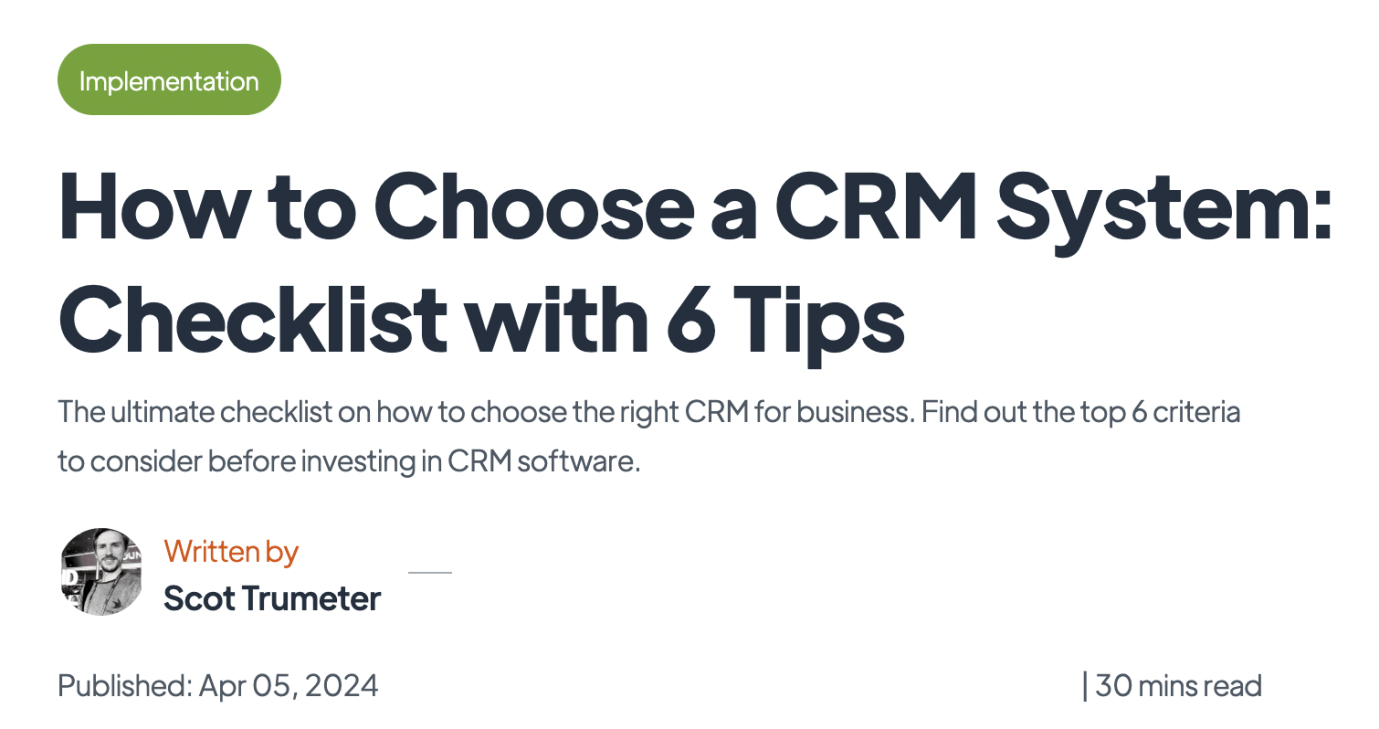 a blog on selecting a CRM system