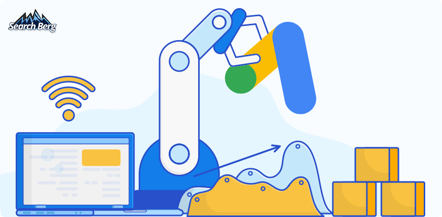 A robotic arm, symbolic of Google Ads manager accounts' automation tools, simplifying campaign management.