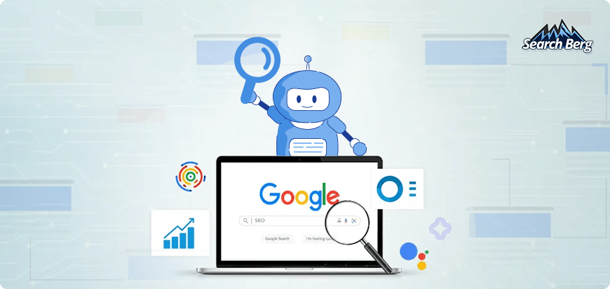  Google's AI-powered search algorithm analyzing website content and user reviews to improve search results.