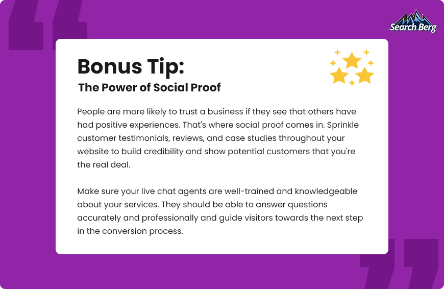 A bonus tip to improve your conversion rate by adding social proof.